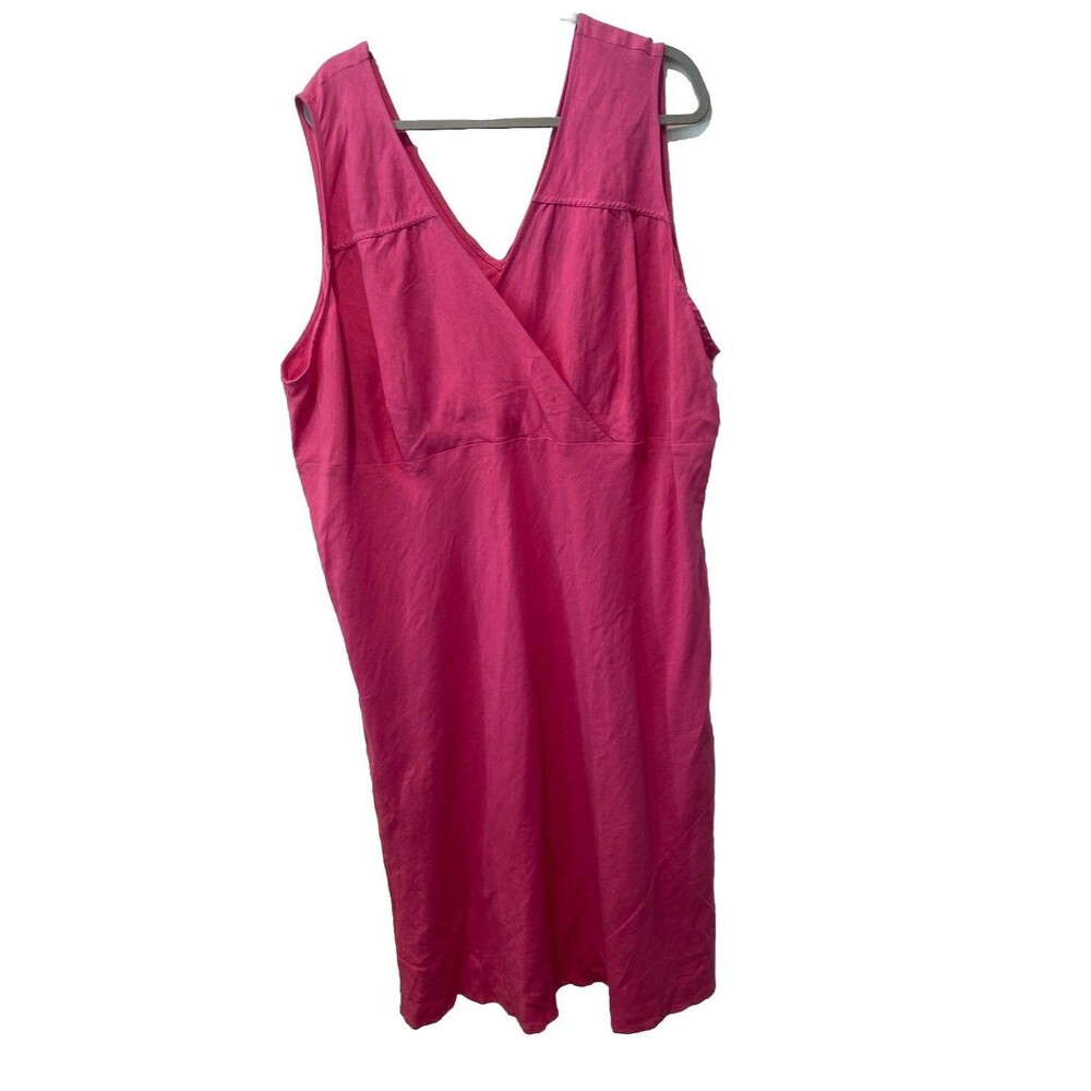 LANE BRYANT PINK SHORT SLEEVE ￼V-NECK LINEN Blend Midi dress Sz 28 NWT